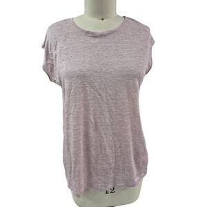 TAHARI 100% Linen Blush Pink Heathered Button down Back Sleeveless Top Sz L NWOT